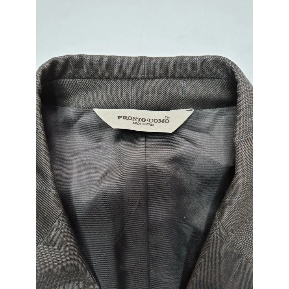 Pronto Uomo 41R Taupe Check Wool Blazer Mens 3 Button Sport Coat Italy H601